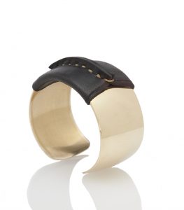Brass Cuff with Black Leather