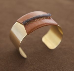 Brass Cuff with Brown Leather