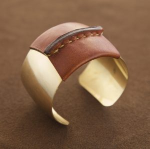 Brass Cuff with Brown Leather