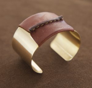Brass Cuff with Brown Leather