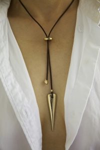 Small Brass Triangle Pendant with Clasp