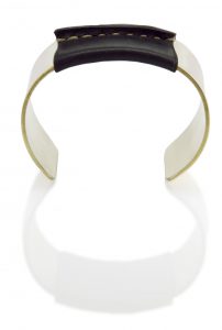 Brass Cuff with Black Leather