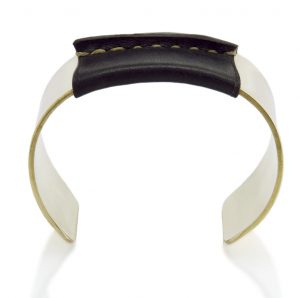 Brass Cuff with Black Leather