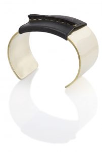 Brass Cuff with Black Leather