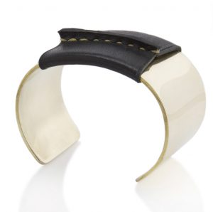 Brass Cuff with Black Leather