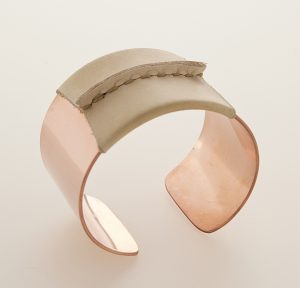 Copper Cuff with White Leather