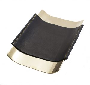 desk tray double seam black leather
