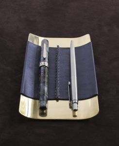 desk tray single seam black leather