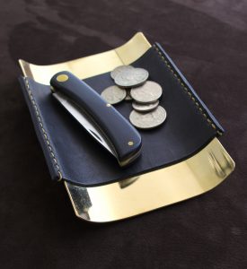 desk tray double seam black leather