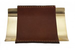 desk tray double seam brown leather