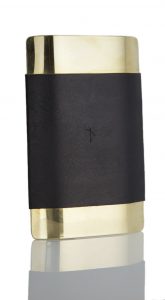 desk tray single seam black leather