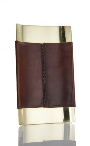 desk tray single seam brown leather