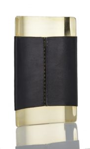 desk tray single seam black leather