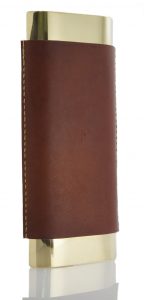 12in desk tray double seam brown leather