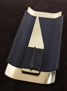 desk tray double seam black leather