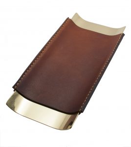 desk tray double seam brown leather