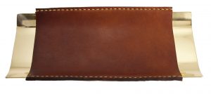desk tray double seam brown leather