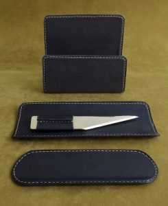 brass desk set black leather