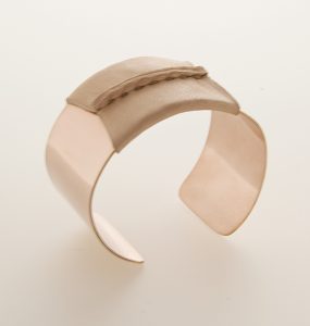 Pink Gold Filled Cuff Natural/Tan
