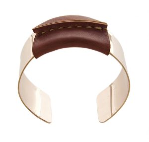Pink Gold Filled Cuff Brown/Tan Leather