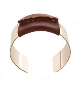 Pink Gold Filled Cuff Brown/Tan