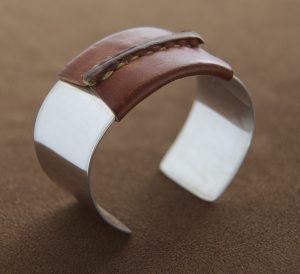 Sterling Cuff with Brown Leather