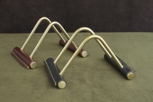 brass letter stand with leather base