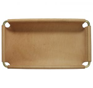 leather and brass valet tray
