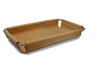 leather and brass valet tray