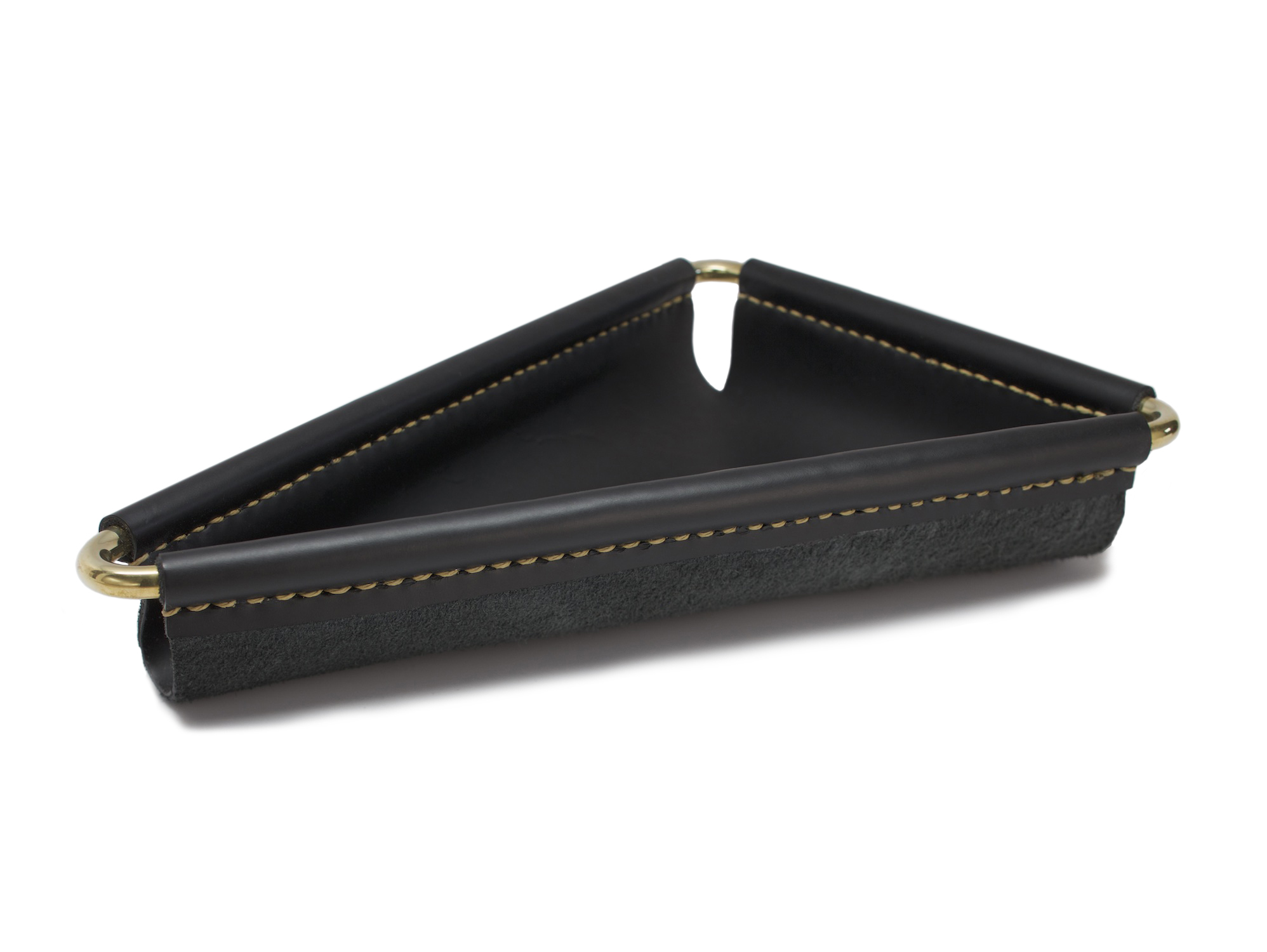 leather and brass valet tray