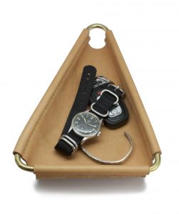 leather and brass valet tray
