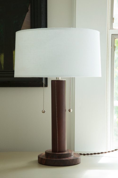 table lamp wrapped-leather column