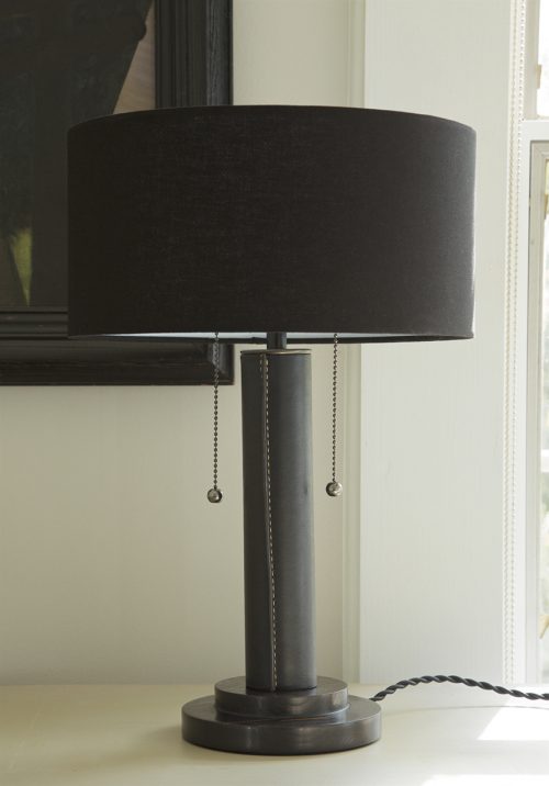 table lamp wrapped-leather column