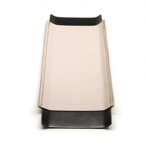 leather wrapped brass desk tray with dark patina finish