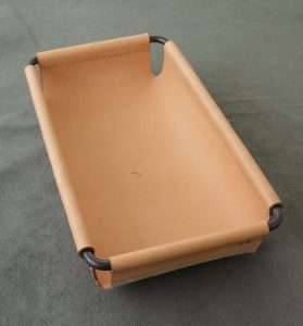 leather and brass valet tray