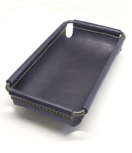 leather and brass valet tray