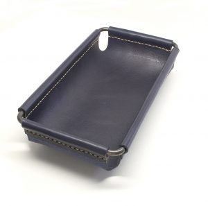 leather and brass valet tray