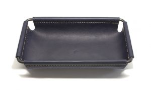 leather and brass valet tray