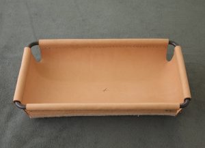 leather and brass valet tray