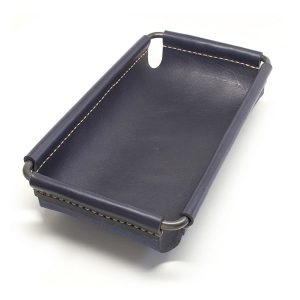 leather and brass valet tray