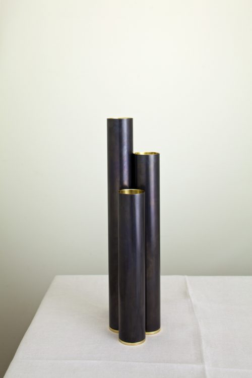 brass dark patina vases